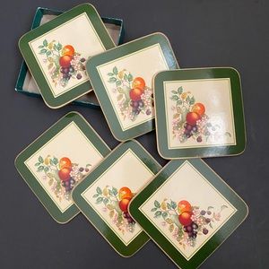 Vintage Cloverleaf Set of 6 Coasters Fresh Autumn Fruits Laminated